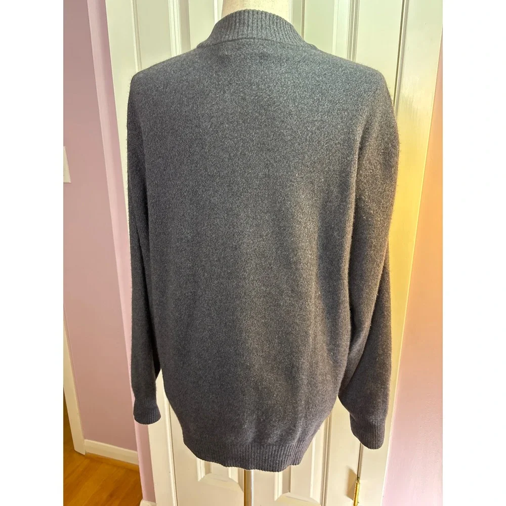 Montagut Paris 100% Cashmere Striped Mock Neck Sweater Charcoal Grey‎ Size 115